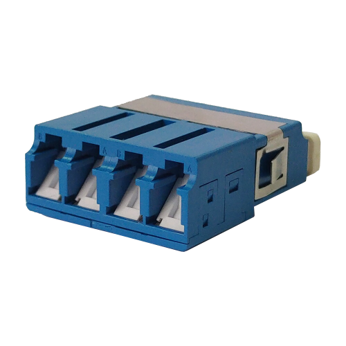 LANMASTER LC optical adapter, with shutters, duplex SC form factor, quad